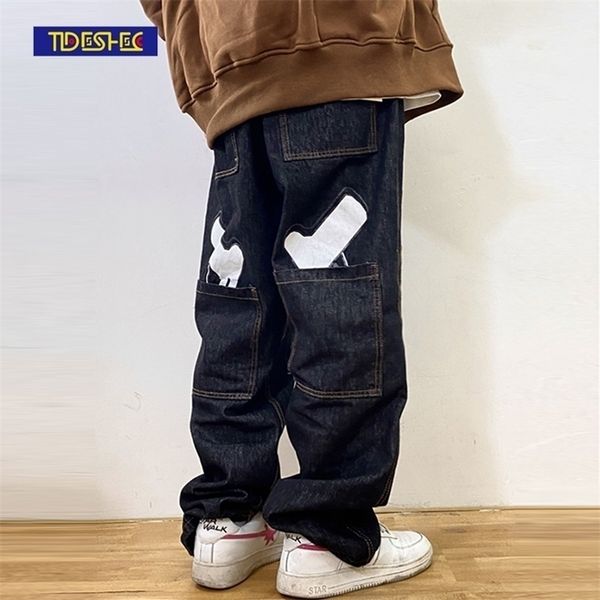 letter embroidery retro casual jeans pants for men and women multi-pocket design pistol print straight baggy denim trousers 220328, Blue
letter embroidery retro casual jeans pants for men and women multi-pocket design pistol print straight baggy denim trousers 220328, Blue