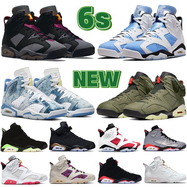 Image of Washed Jumpman 6 6s mens basketball shoes Sneaker University Blue Bordeaux electric green cactus DMP Infrared Barely Rose hare men women sports Sneakers