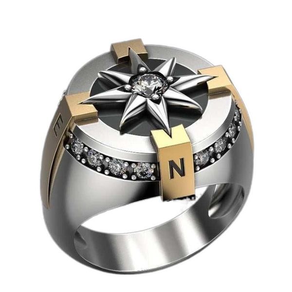 cluster rings classic men's silver stainless steel ring two color compass easter gift hip hop punk motorcycle party, Golden;silver
cluster rings classic men's silver stainless steel ring two color compass easter gift hip hop punk motorcycle party, Golden;silver