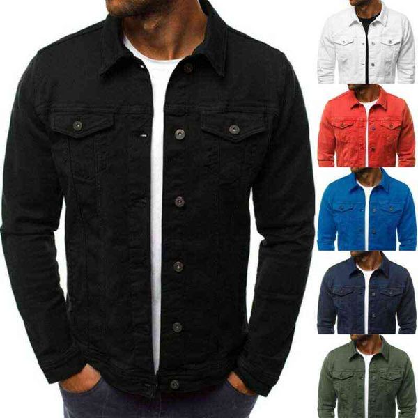 classic slim fit men denim jackets fashion casual jeans coat streetwear turn-down collar single breasted pockets solid outwear y220803, Black;brown
classic slim fit men denim jackets fashion casual jeans coat streetwear turn-down collar single breasted pockets solid outwear y220803, Black;brown