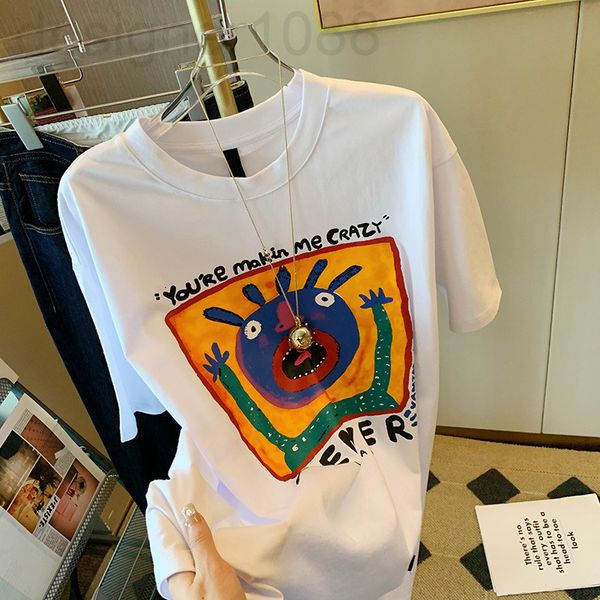 women's t-shirt designer funny cartoon printed short sleeved t-shirt women's early spring 2022 new foreign style inner bottom shir, White
women's t-shirt designer funny cartoon printed short sleeved t-shirt women's early spring 2022 new foreign style inner bottom shir, White
