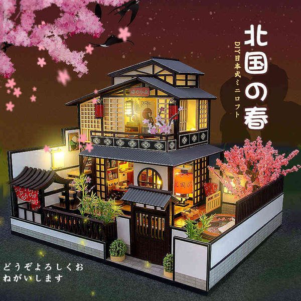 new japanese architecture diy wooden dollhouses with sakura assembled miniature with furniture doll house toys for gift aa220325
new japanese architecture diy wooden dollhouses with sakura assembled miniature with furniture doll house toys for gift aa220325