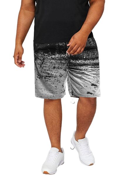 extended sizes men graphic print drawstring waist shorts z9b8#, White;black