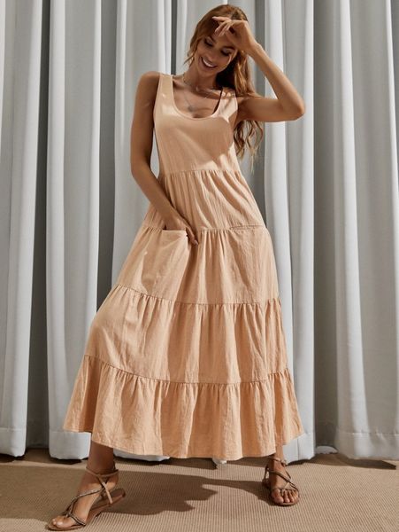 luukse pocket front tiered dress 70tg#, Black;gray
luukse pocket front tiered dress 70tg#, Black;gray