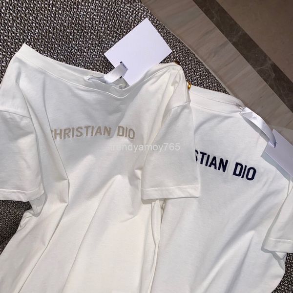 women's t-shirt summer casual loose and versatile temperament gold thread letter round neck pullover women, White
women's t-shirt summer casual loose and versatile temperament gold thread letter round neck pullover women, White