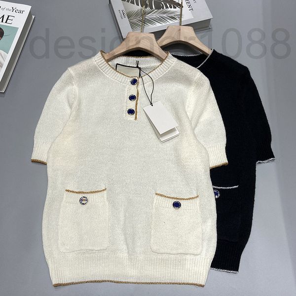 women's sweaters designer high version round neck knitting short sleeve gold thread edge contrast women's clothing 2022 summer new, White;black
women's sweaters designer high version round neck knitting short sleeve gold thread edge contrast women's clothing 2022 summer new, White;black