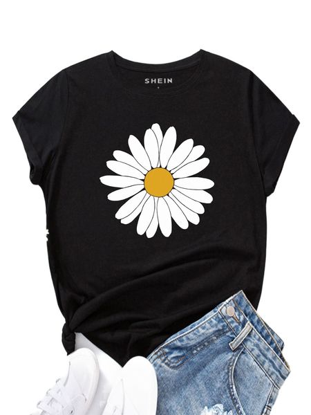 floral print tee j6pc#, White 
floral print tee j6pc#, White