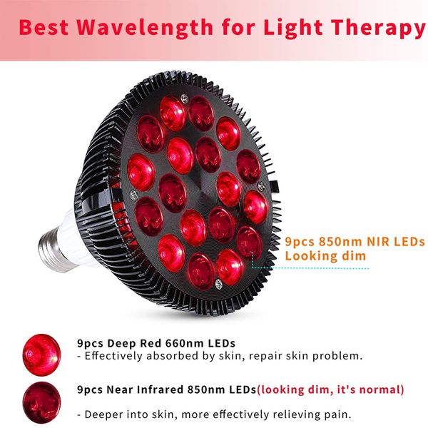 infrared lamp bulb red light therapy light 36w 18led heat lamp 660nm red and 850nm near infrared red therapy light for body care
infrared lamp bulb red light therapy light 36w 18led heat lamp 660nm red and 850nm near infrared red therapy light for body care