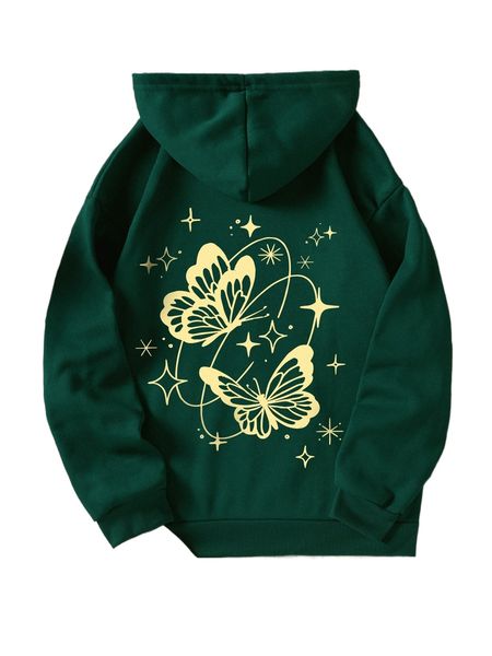 butterfly and star print kangaroo pocket drawstring thermal hoodie 224b#, Black
butterfly and star print kangaroo pocket drawstring thermal hoodie 224b#, Black