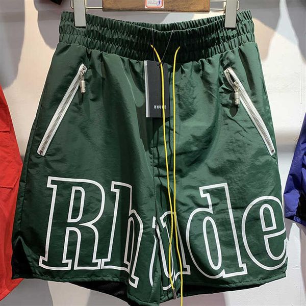 oversize rhude shorts men women white letter print rhude rh pi226w, White;black
