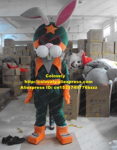 mascot doll costume cool green space bunny rabbit mascot costume mascotte jackrabbit lepus hare with long pink ears black glasses no.1325 fr, Red;yellow