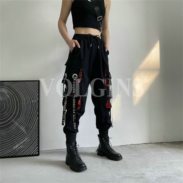 women s cargo pants ribbon pocket jogger elastic waist high streetwear harajuku pant punk cotton females trousers 220808, Black;white
women s cargo pants ribbon pocket jogger elastic waist high streetwear harajuku pant punk cotton females trousers 220808, Black;white