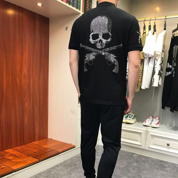 skull drilling polo tee t-shirt men's black cotton summer tshirt rhinestone fashion slim male shining short sleeve tee, White;black
skull drilling polo tee t-shirt men's black cotton summer tshirt rhinestone fashion slim male shining short sleeve tee, White;black