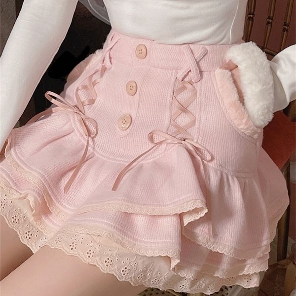 japanese kawaii lolita mini skirt women winter lace casual elegant sweet female high waist bandage korean y2k 220322, Black
japanese kawaii lolita mini skirt women winter lace casual elegant sweet female high waist bandage korean y2k 220322, Black