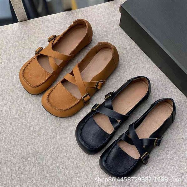dress shoes ox tendon sole literary single shoes women's spring leather soft cross buckle, Black
dress shoes ox tendon sole literary single shoes women's spring leather soft cross buckle, Black