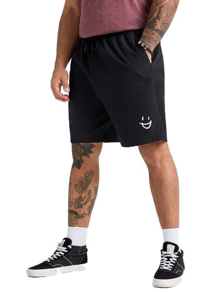 extended sizes men expression print drawstring waist shorts k57j#, White;black
extended sizes men expression print drawstring waist shorts k57j#, White;black