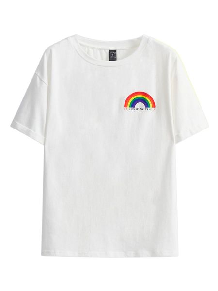 x love worthy by amanda slogan & rainbow print tee q75n#, White
x love worthy by amanda slogan & rainbow print tee q75n#, White
