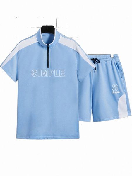 men letter graphic contrast side seam quarter zip tee & shorts 12qs#, Gray
men letter graphic contrast side seam quarter zip tee & shorts 12qs#, Gray