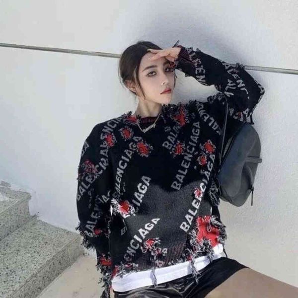 designer hoodies balencaigass men's sweaters 's popular design sense hole knitted trendy vintage sweater lazy style pullover for m, Black
designer hoodies balencaigass men's sweaters 's popular design sense hole knitted trendy vintage sweater lazy style pullover for m, Black