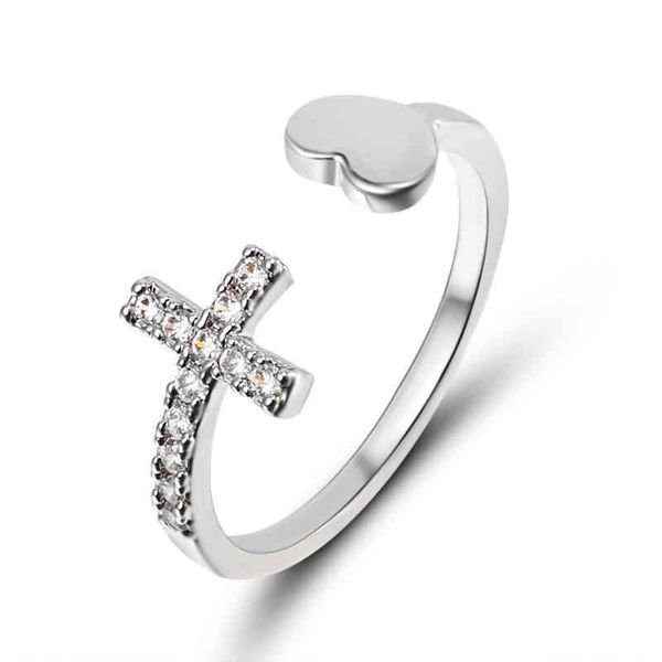 rings selling diamond inlaid cross love opening ring geometric peach heart women's, Silver
rings selling diamond inlaid cross love opening ring geometric peach heart women's, Silver