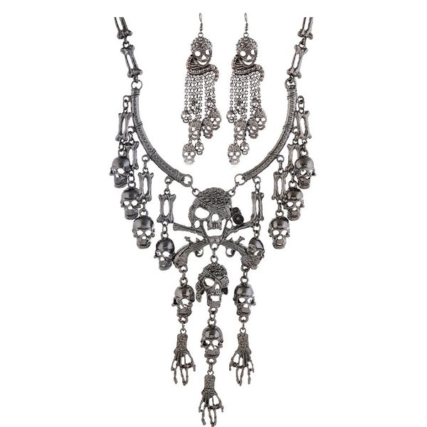 jewelry vintage necklaces pendants earrings punk alloy skull ghost hand necklace earrings set halloween accessories, Silver
jewelry vintage necklaces pendants earrings punk alloy skull ghost hand necklace earrings set halloween accessories, Silver