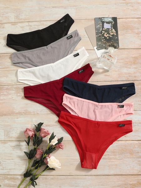 7pack letter patched mesh panty c9la#, Black;red