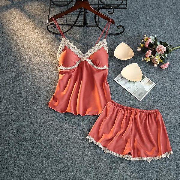 pajamas womens ice silk suspender sleepwear shorts suit pyjamas lace chest pad two-piece nightwear, Black;red
pajamas womens ice silk suspender sleepwear shorts suit pyjamas lace chest pad two-piece nightwear, Black;red