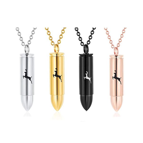 bullet cremation jewelry for ashes vial deer engraved urn necklace stainless steel ash container jewelry for men women, Silver
bullet cremation jewelry for ashes vial deer engraved urn necklace stainless steel ash container jewelry for men women, Silver