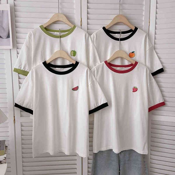 women's t-shirt contrast color fruit print girls' short sleeve t-shirt women's summer 2022 loose slim round neck age reducing, White
women's t-shirt contrast color fruit print girls' short sleeve t-shirt women's summer 2022 loose slim round neck age reducing, White