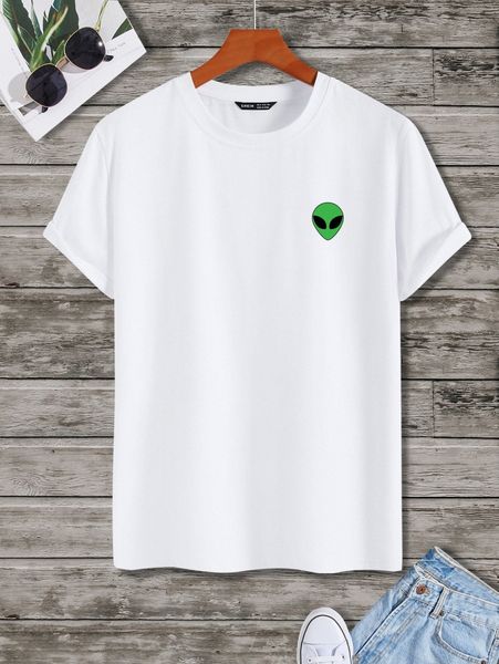 men alien print tee 20ds#, White;black