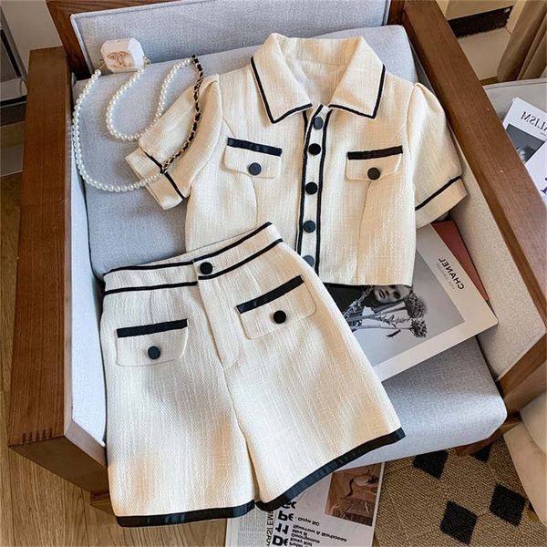 casual fashion shorts suit women's summer slim and short-sleeved western style outfits 2-piece set for office 220509, White 
casual fashion shorts suit women's summer slim and short-sleeved western style outfits 2-piece set for office 220509, White