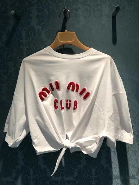 women's t-shirt designer spring and summer white letter embroidery round neck knot design short sleeve women's uftg
women's t-shirt designer spring and summer white letter embroidery round neck knot design short sleeve women's uftg