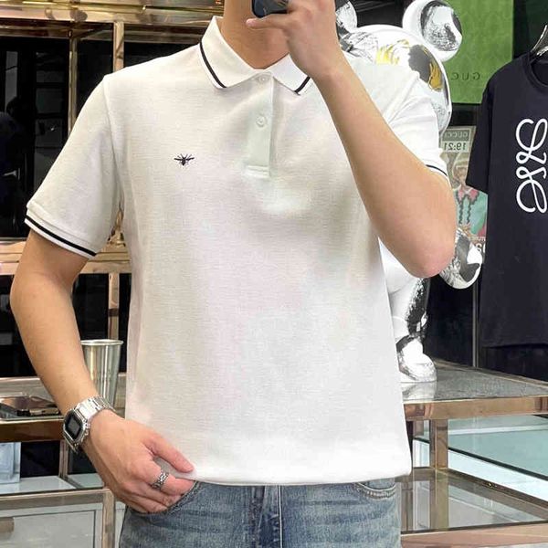 men's polos summer light luxury fashion brand classic little bee embroidery contrast mercerized ground cotton lapel short sleeve t-shir, White;black
men's polos summer light luxury fashion brand classic little bee embroidery contrast mercerized ground cotton lapel short sleeve t-shir, White;black