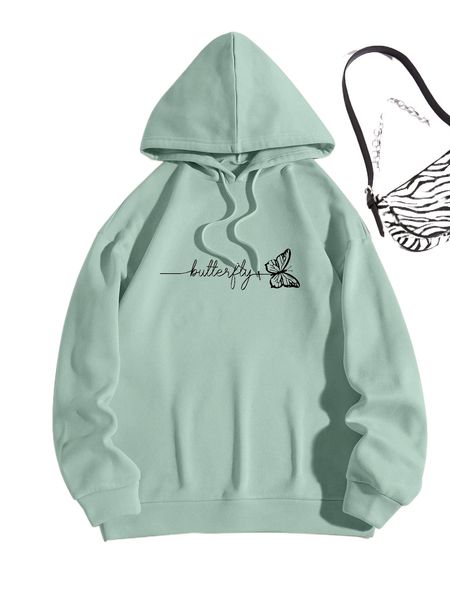letter & butterfly print drawstring detail thermal lined sweatshirt n8bk#, Black
letter & butterfly print drawstring detail thermal lined sweatshirt n8bk#, Black