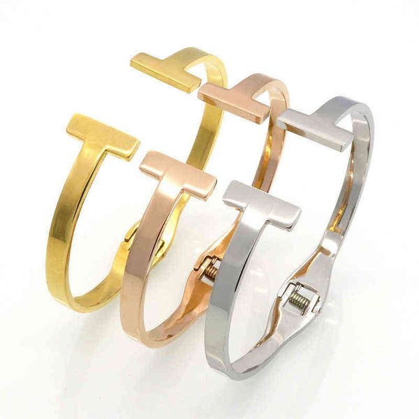 fashion jewelry stainless steel gold plated spring double t bracelets for women letter cuff love bangles smooth arm charm bracelet wholesale, Black
fashion jewelry stainless steel gold plated spring double t bracelets for women letter cuff love bangles smooth arm charm bracelet wholesale, Black