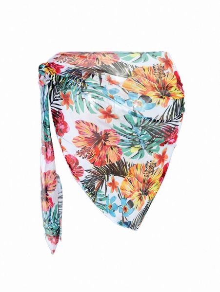 tropical print cover up r2cb#, White;black