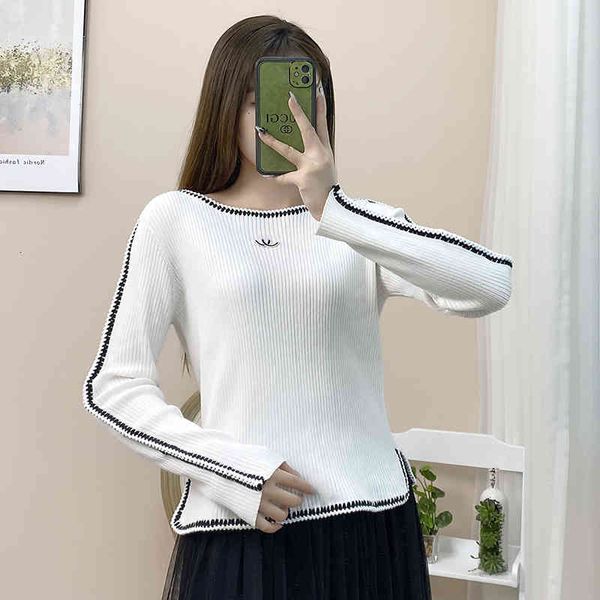 women's polos small fragrance style long sleeve slim and color contrast temperament letter embroidery elegant waist 2022 early spring s, White
women's polos small fragrance style long sleeve slim and color contrast temperament letter embroidery elegant waist 2022 early spring s, White