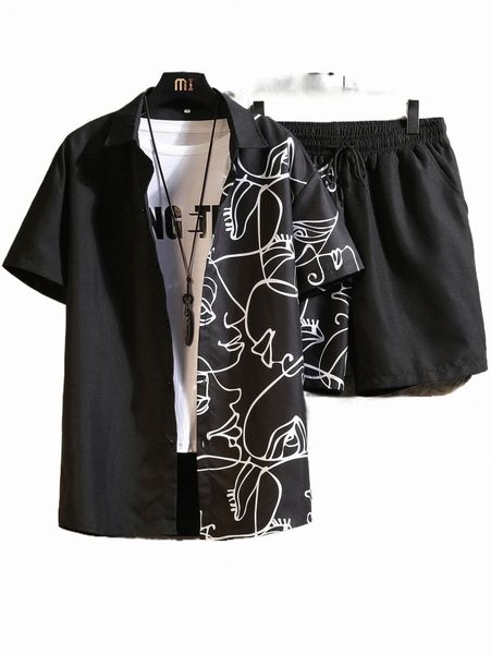 men random abstract figure graphic shirt & drawstring waist shorts without tee k8dv#, Gray
men random abstract figure graphic shirt & drawstring waist shorts without tee k8dv#, Gray