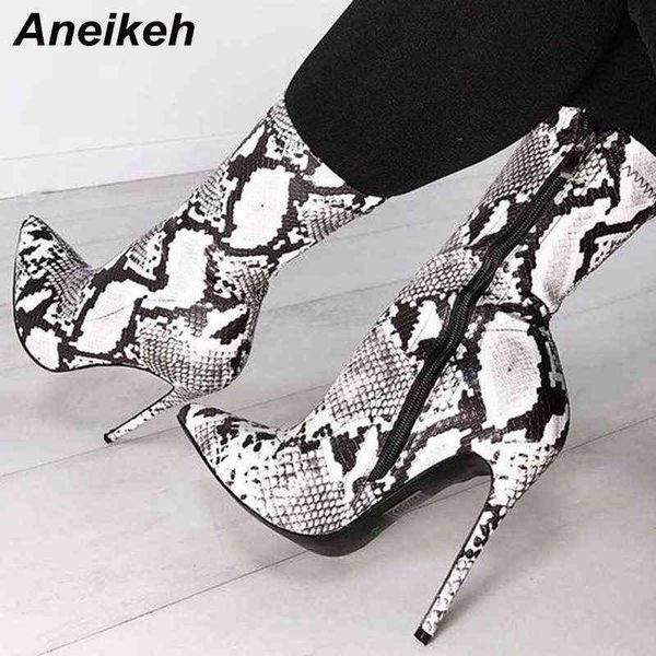 aneikeh spring fashion new pu python pattern mid calf women's boots 11cm thin heels pointed toe zip party pumps 220421, Black
aneikeh spring fashion new pu python pattern mid calf women's boots 11cm thin heels pointed toe zip party pumps 220421, Black