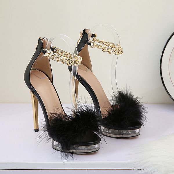 women plus size dress shoes spring 2021 cross border hair rhinestone chain high heels crystal waterproof platform romanesque sandals chain 0, Black
women plus size dress shoes spring 2021 cross border hair rhinestone chain high heels crystal waterproof platform romanesque sandals chain 0, Black