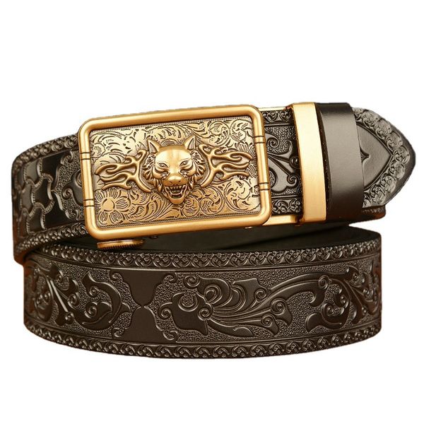 2022 classic men's belt luxury r leather fashion personality carved wolf head automatic buckle business jeans belt men delivery, Black;brown
2022 classic men's belt luxury r leather fashion personality carved wolf head automatic buckle business jeans belt men delivery, Black;brown