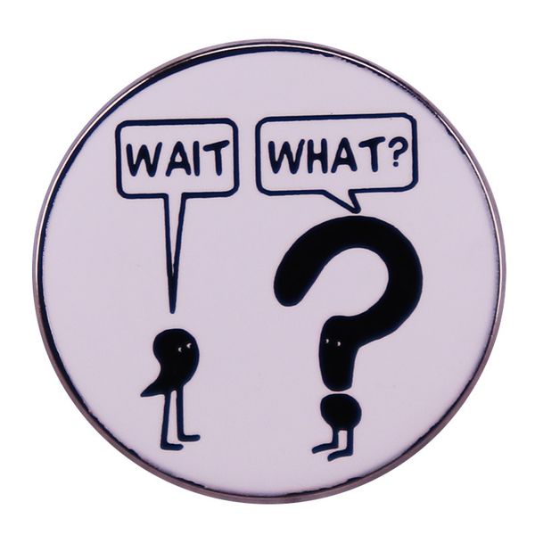 wait what badge punctuation brooch funny hat backpack decoration, Blue