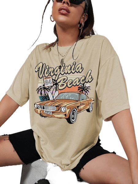 car & letter graphic drop shoulder tee x9up#, White
car & letter graphic drop shoulder tee x9up#, White