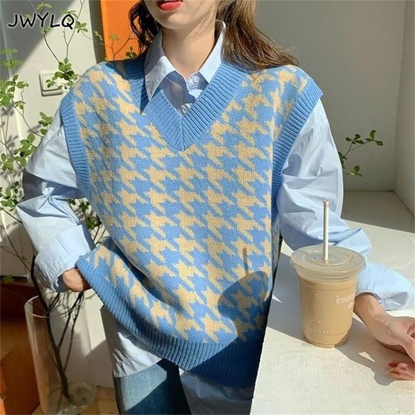 women's vests women sweater vest autumn houndstooth plaid v-neck sleeveless knit 220823, Black;white
women's vests women sweater vest autumn houndstooth plaid v-neck sleeveless knit 220823, Black;white