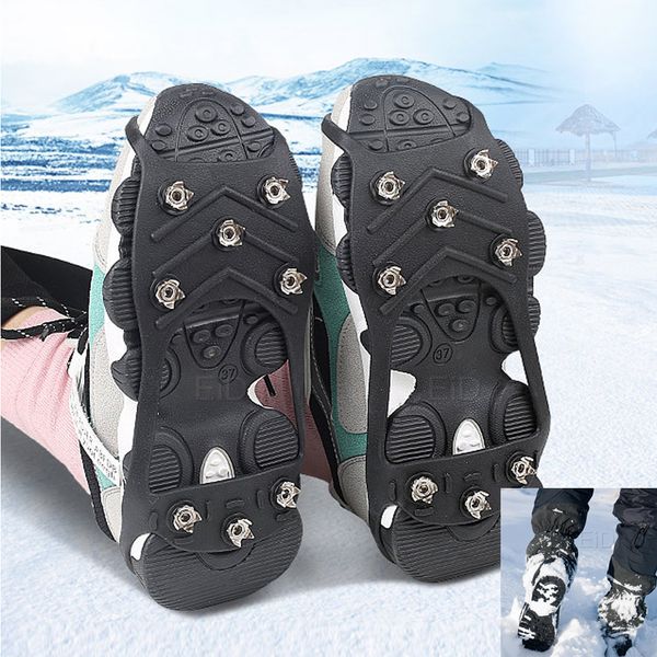 8 teeth climbing crampons for outdoor winter walk ice fishing snow skid shoes antiskid shoes manganese steel shoe covers crampon, White;pink
8 teeth climbing crampons for outdoor winter walk ice fishing snow skid shoes antiskid shoes manganese steel shoe covers crampon, White;pink