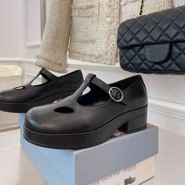dress shoes woman genuine leather shoes platform retro mary jane apartments toe round mid heel hollow buckle strap designer, Black
dress shoes woman genuine leather shoes platform retro mary jane apartments toe round mid heel hollow buckle strap designer, Black
