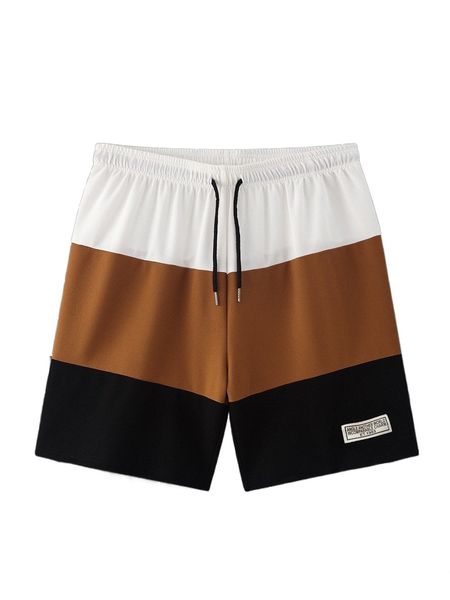 men patch detail colorblock drawstring waist shorts r5b0#, White;black
men patch detail colorblock drawstring waist shorts r5b0#, White;black