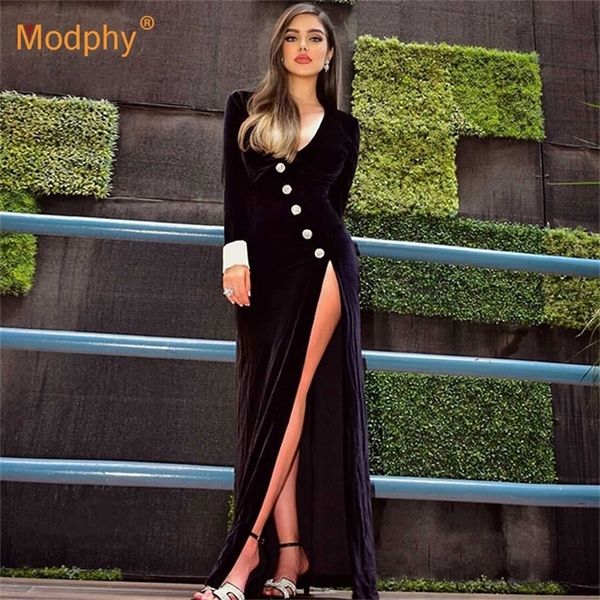 trendy crystal button design deep v neck high split celebrity evening party velvet maxi long dress lj201113, Black;gray
trendy crystal button design deep v neck high split celebrity evening party velvet maxi long dress lj201113, Black;gray