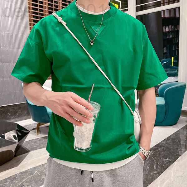 women's t-shirt designer pujia 2022 spring and summer new couple's triangle leather label letter printing round neck casual short, White
women's t-shirt designer pujia 2022 spring and summer new couple's triangle leather label letter printing round neck casual short, White