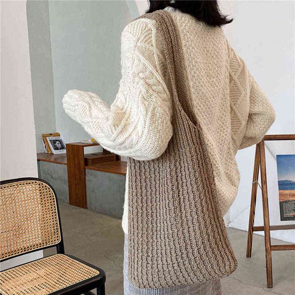 new wool knitted shoulder shopping bag for women vintage fashion polyester girls tote shopper bag large female handbag g220519
new wool knitted shoulder shopping bag for women vintage fashion polyester girls tote shopper bag large female handbag g220519